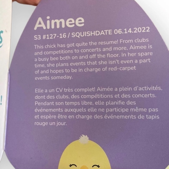 Squishmallows Aimee Chick Flowers Clip On 3.5" 2023 Easter Spring Plush NEW - Picture 4 of 4